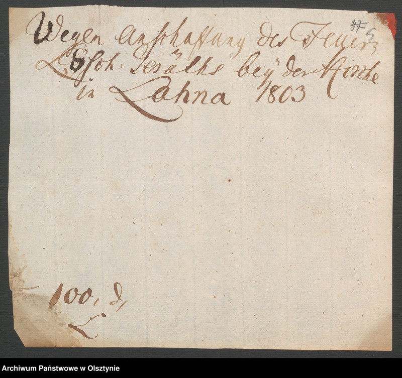 image.from.unit.number "Den Aufbau eines Stalles bei der Pfarr=Wohnung in Lahna [Łyna]"