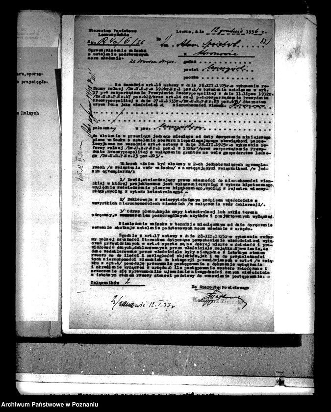 Obraz 16 z jednostki "Majątek Koronowo powiatu leszczyńskiego wyłączenie z art. 4/5 ustawy o reformie rolnej Franciszek Speichert"