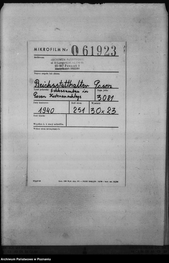 Obraz 2 z jednostki "Schlossumbau in Posen. Kostenanschläge"