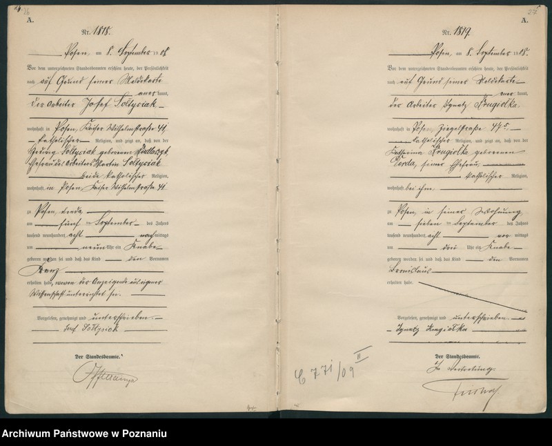 Obraz 16 z jednostki "Księga miejscowa urodzeń tom IV-V [Rejestr główny urodzeń]"