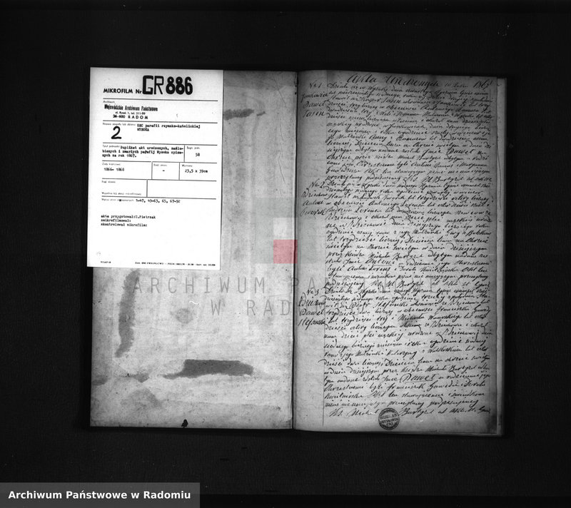 image.from.unit.number "Duplikat akt Urodzonych, Zaślubionych i Zmarłych Parafij Wysoka spisanych za rok 1867"