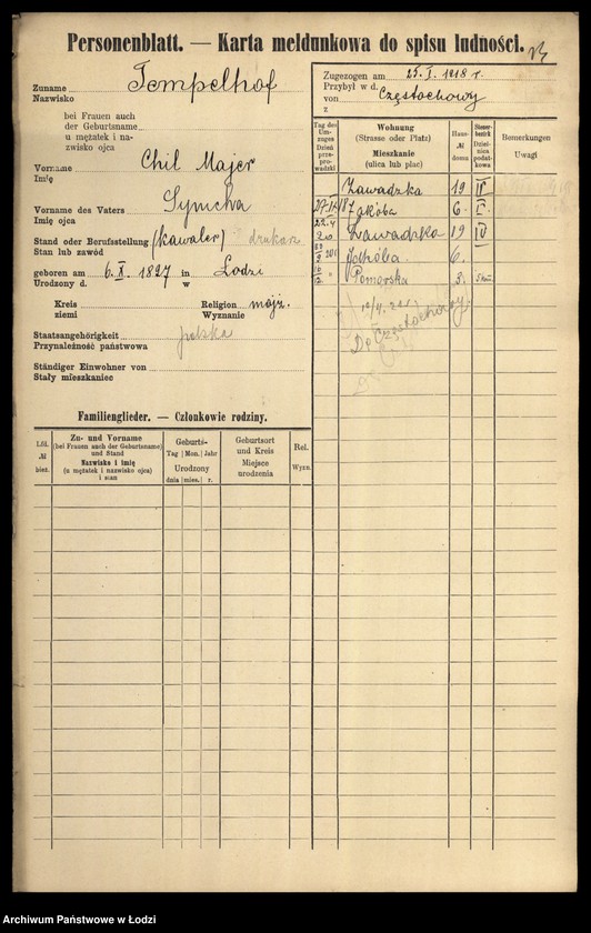 Obraz 15 z jednostki "[Spis ludności Łodzi] Tempelhof - Tenenbaum"