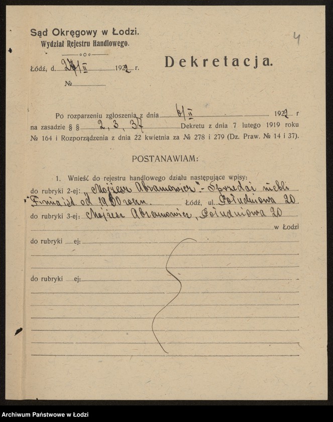 Obraz 6 z jednostki "Mojżesz Abramowicz- sprzedaż mebli"