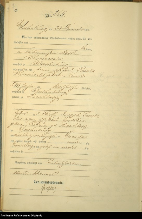 image.from.unit.number "Sterbe-Haupt-Register Tom II,Nr 260 - 268"