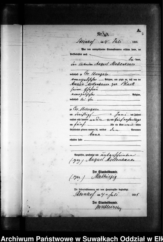 image.from.unit.number "Geburts-Neben-Register des Preussischen Standes-Amtes Gr. Strengeln Kreis Angerburg"