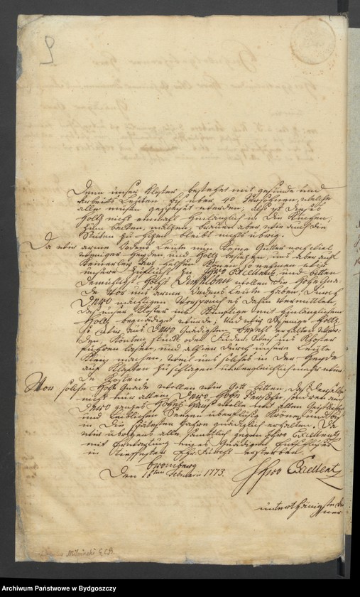 image.from.unit.number "Acta wegen des dem Bernardiner Closter zu Bromberg zu verabfolgenden freien Brennholzes"