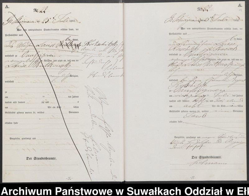 image.from.unit.number "Geburts-Haupt-Register des Königlich Preussischen Standes-Amtes Guszianka Kreis Sensburg"