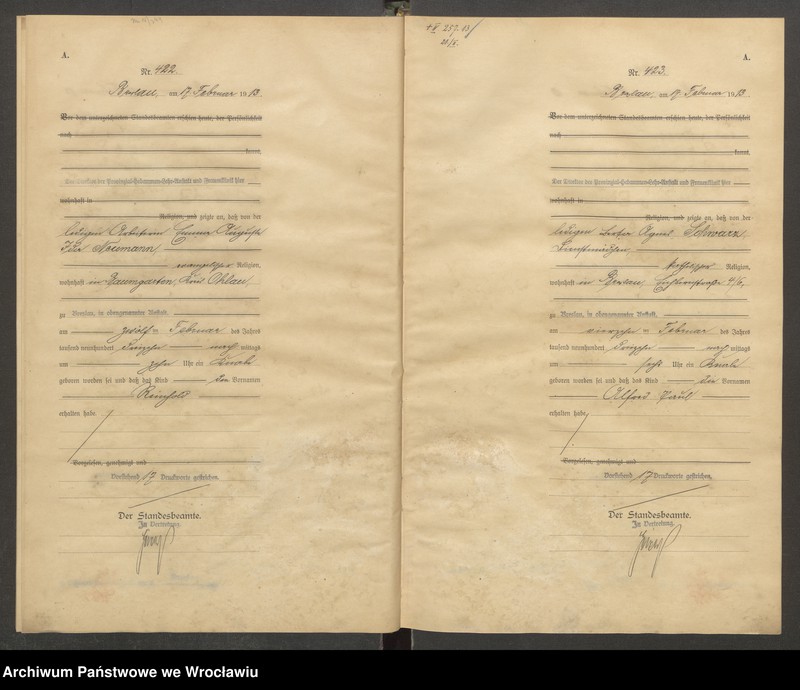 image.from.unit.number "Geburts-Haupt-Register Breslau IV 1913 Band 2"