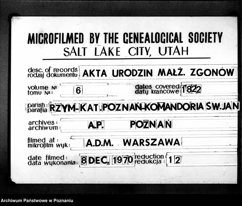 Obraz 1 z jednostki "Duplikat libri baptisatorum, copulatorum, mortuorum"