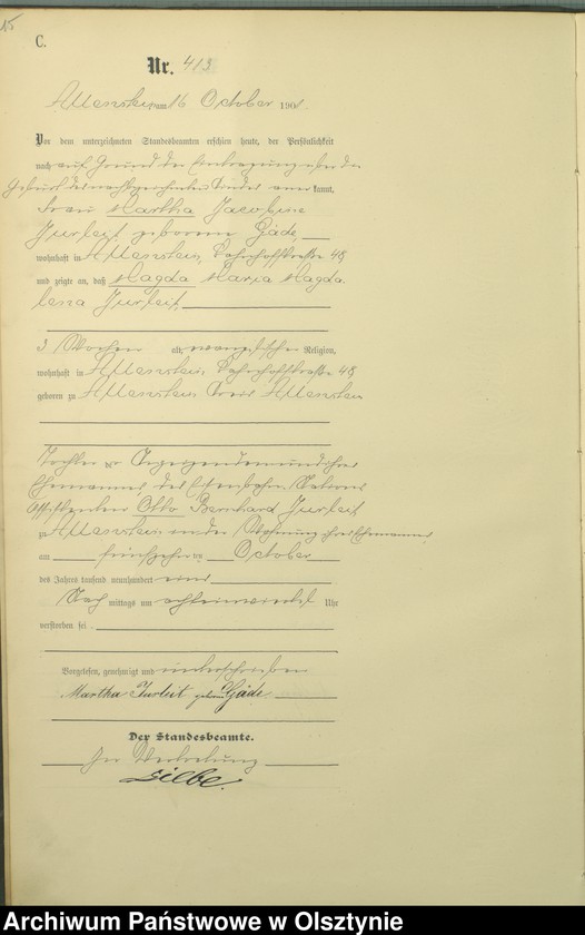 image.from.unit.number "Sterbe-Haupt-Register Tom II,Nr 400 - 542"