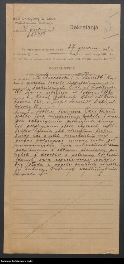 Obraz 8 z jednostki "K. Borkowski i T. Schmidt – kupno i sprzedaż towarów elektrotechnicznych i technicznych"