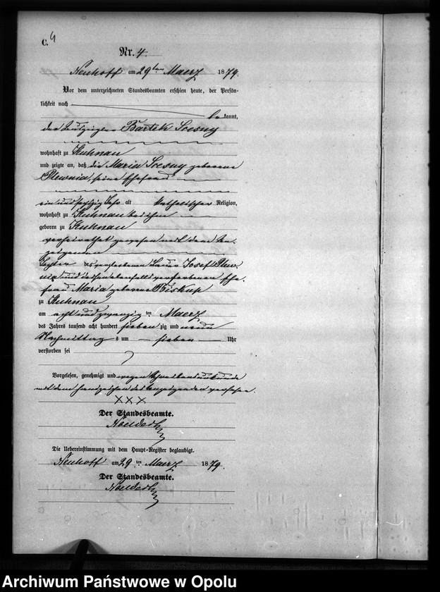 Obraz 7 z jednostki "Sterbe-Neben-Register Standesamts Kuhnau pro 1879"