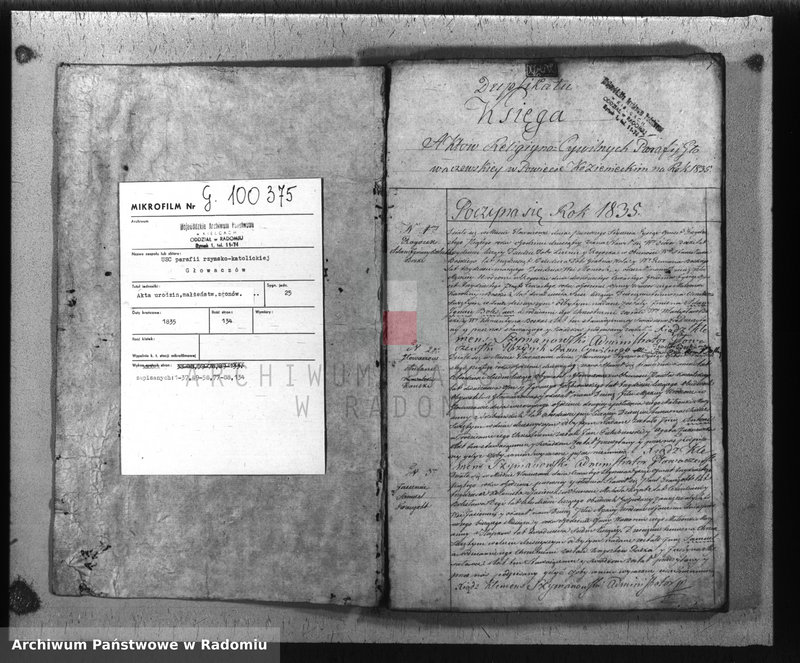 image.from.unit.number "Księga duplikatu aktów religijno-cywilnych parafii Głowaczewskiey na rok 1835"