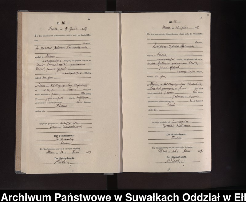 image.from.unit.number "Geburts-Neben-Register des Preussischen Standes-Amtes Rhein Kreis Lötzen"