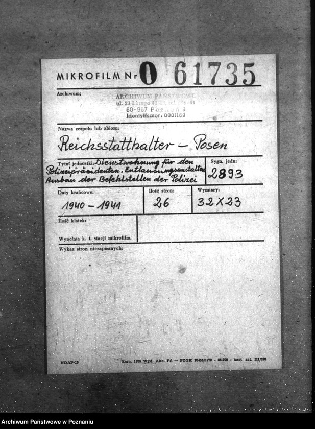 Obraz 2 z jednostki "Dienstwohnug für den Polizeipräsidenten. Entlausungsanstalten. Ausbau der Befehlstellen der Polizei"