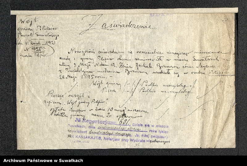 image.from.unit.number "[Dokumenty do akt małżeństw okręgu bożniczego w Suwałkach z 1922 roku]"
