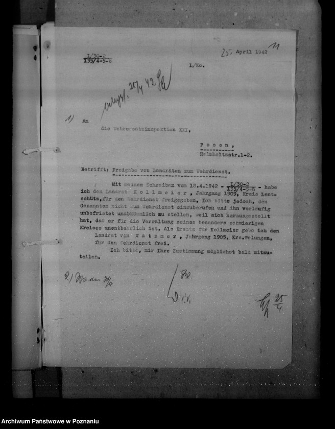 Obraz 20 z jednostki "Służba wojskowa landratów, Reg. Litzmannstadt (Łódź)"