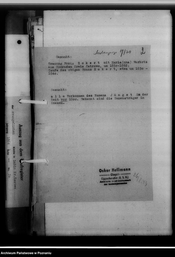 Obraz 6 z jednostki "[Korespondencja w sprawach poszukiwań genealogicznych]"