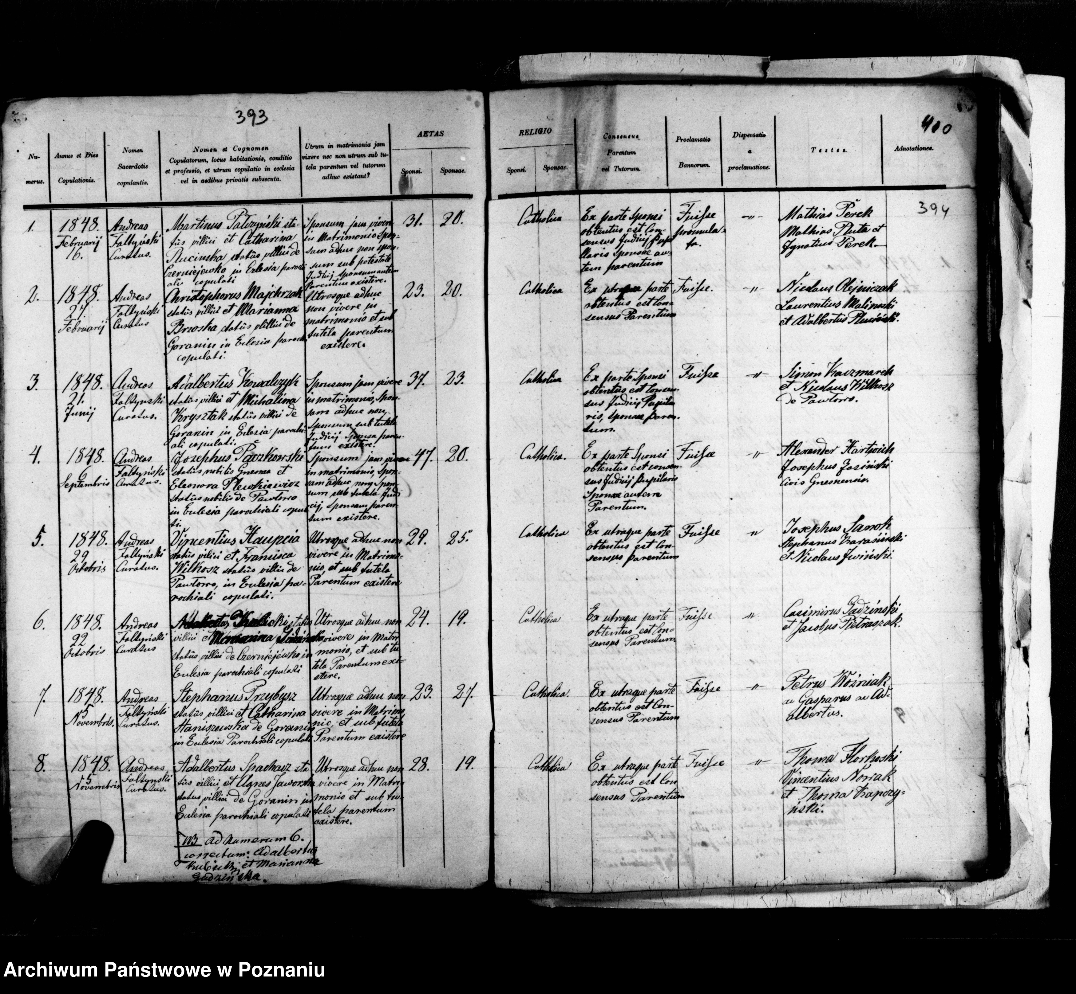 Skan z jednostki: Metrica copulatorum, baptisatorum, mortuorum