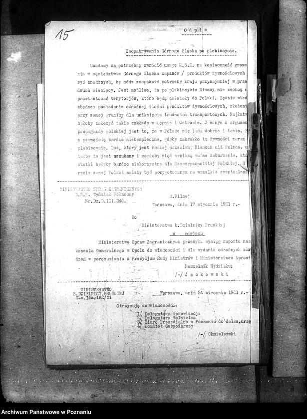 Obraz 19 z jednostki "Sprawy szczegółowo adm. Aprowizacja Górnego Śląska"