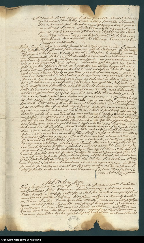 image.from.unit.number "Szczawińscy - Franciszek, wojewodzic podlaski: 1. Akta procesowo-majątkowe z Wilczewskimi 1671; 2. Akta spadkowe po Franciszku - żony Aleksandry i syna Jerzego 1691-1709"