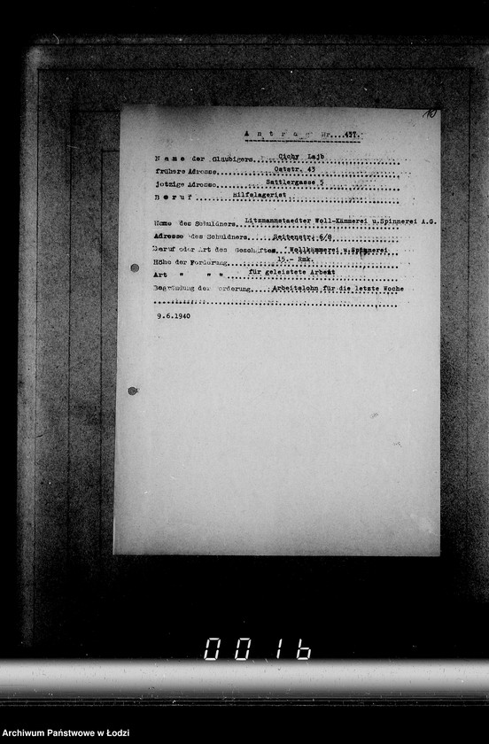 Obraz 14 z jednostki "J[uden] 436-450 [Wnioski Żydów z Getta o zwrot należności za pracę lub towar wzięty na kredyt]"