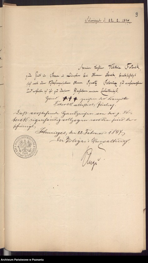 Obraz 11 z jednostki "Die von den Verlobten beigebrachten Urkunden zur Eheschliessung pro 1897"