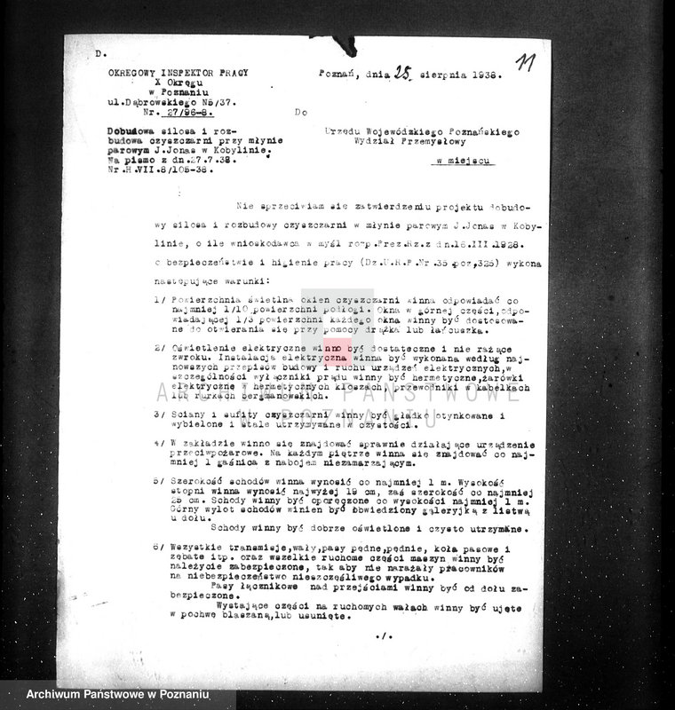 image.from.unit.number "Podanie o pozwolenie na budowę silosa i rozbudowy czyszczarni przy młynie parowym firmy Gottlieb Jonas, Kobylin, pow. krotoszyński"