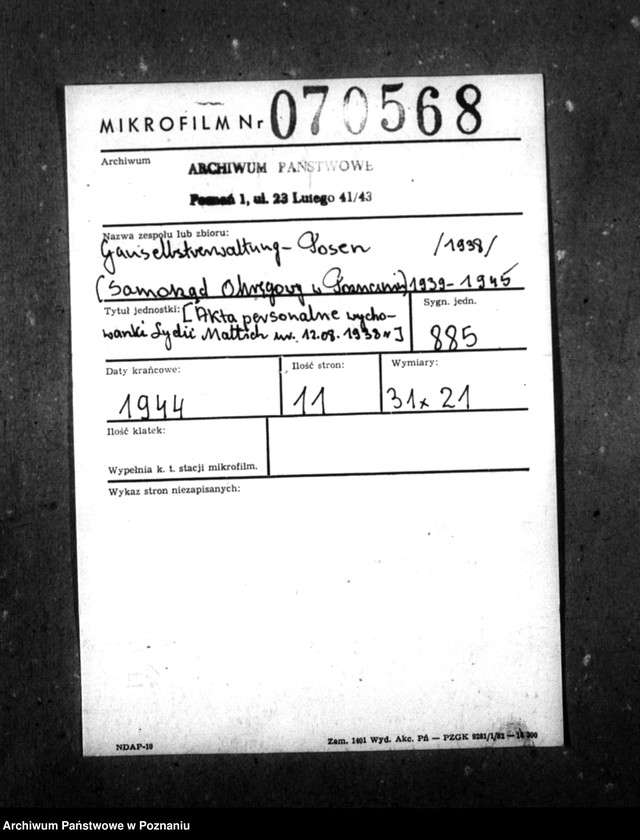 Obraz 2 z jednostki "[Akta personalne wychowanki Lydii Mattich, ur. 12 VIII 1838]."