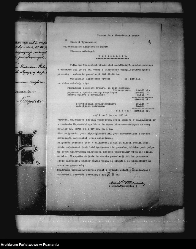 Obraz 7 z jednostki "Majątek Miedzyń powiatu bydgoskiego parcelacja oddłużeniowa"