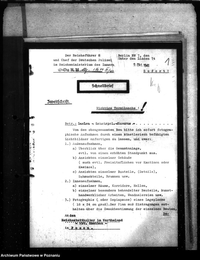 Obraz 5 z jednostki "Polizeikaserne in Leslau. Wohungen für Polizeiangehörigen in Leslau. Polizeigefängnis in Leslau"