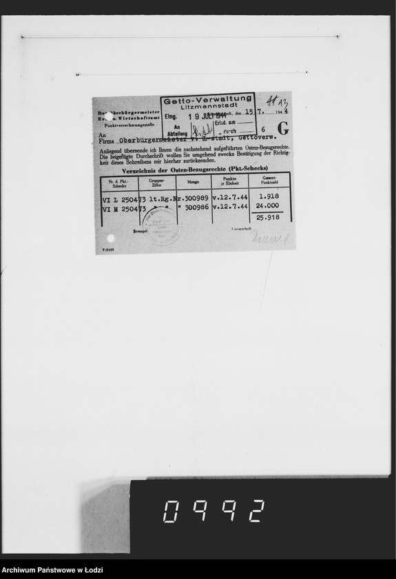 Obraz 17 z jednostki "Auftrag 5919. Damen-Hüte für F-ma Eugen Althausen Litzmannstadt"
