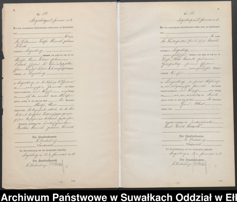 image.from.unit.number "Geburts-Register (Neben-Register) Standesamt Angerburg"