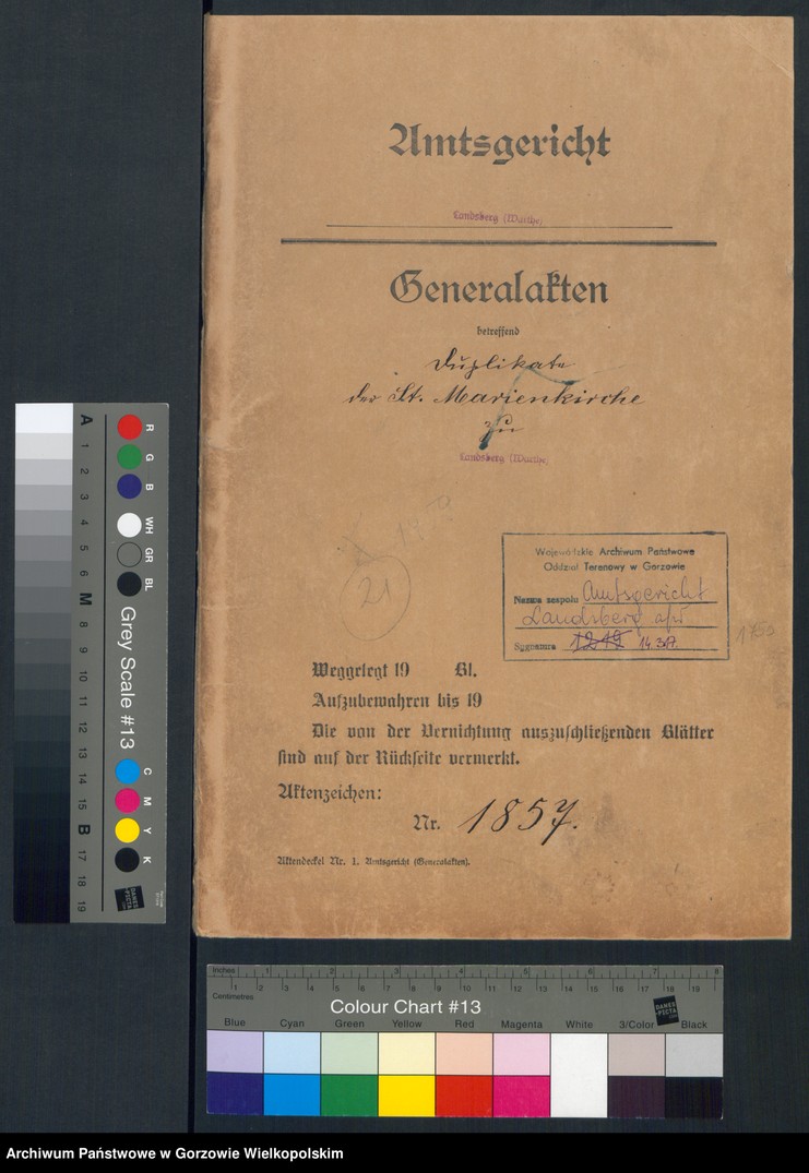 image.from.unit.number "Duplikate der Hauptkirche Landsberg an der Warthe (zawiera też księgę zgonów Konkordien Kirche z 1857 r.)"