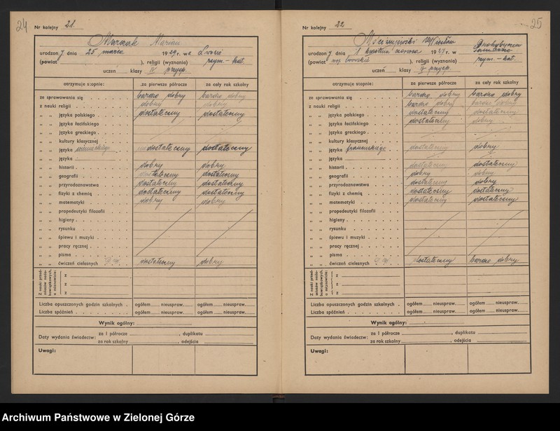 image.from.unit.number "Państwowe Gimnazjum i Liceum Koedukacyjne w Zielonej Górze -katalog główny klasa IV przyśp.- rok szkolny 1945/1946"