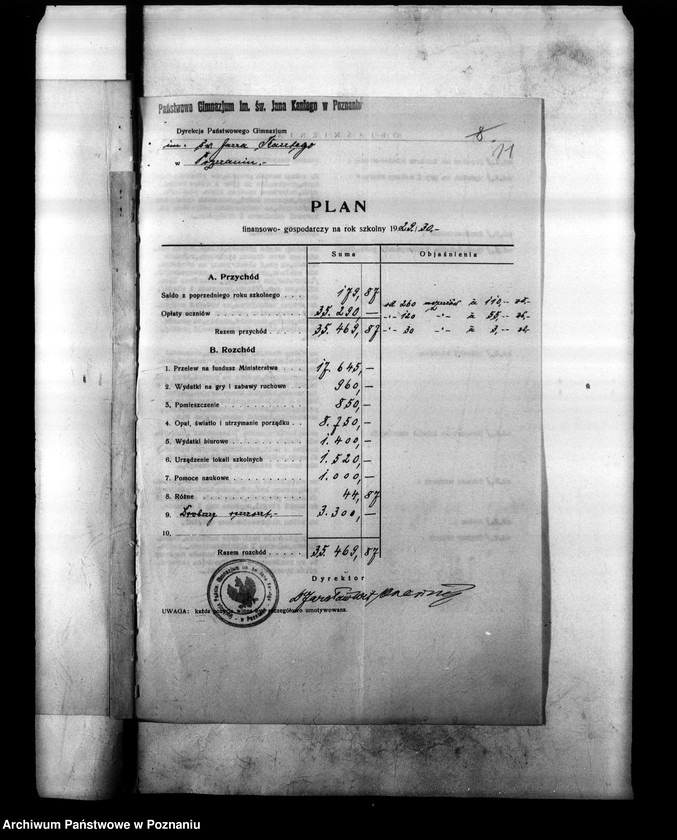 Obraz 15 z jednostki "Państwowe Gimnazjum imienia Jana Kantego w Poznaniu [sprawozdanie z egzaminu eksternów z 6 klas i innych]"