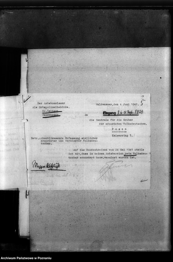 Obraz 9 z jednostki "Kreis Kalisch (Kalisz). Korespondencja w sprawie miejscowych Niemców, którzy zginęli w 1939 roku"