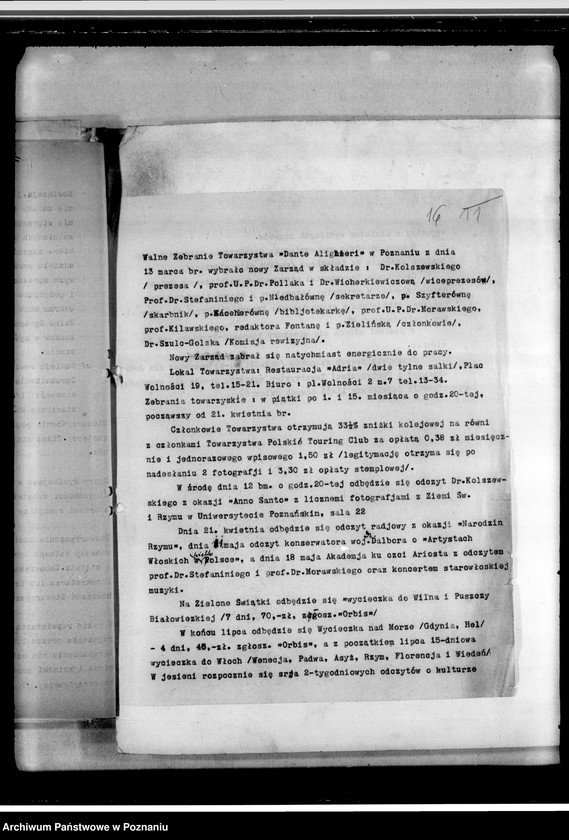 Obraz 20 z jednostki "Stowarzyszenie "Polonia-Italia" w Poznaniu: a/ Sprawozdanie z działalności /1926-1927/, b/ Protokoły walnych zebrań /1927, 1933/, c/ Statut /1934 rok/, d/ Korespondencja"