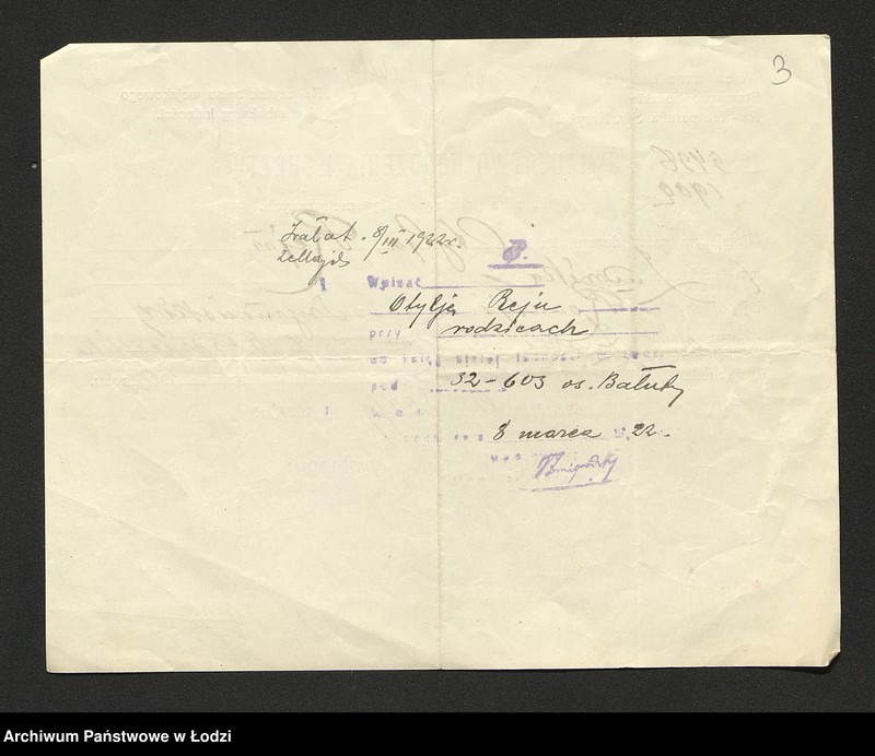 Obraz 5 z jednostki "Dowody metrykalne stałych mieszkańców osady Bałuty nr domu 32-34"