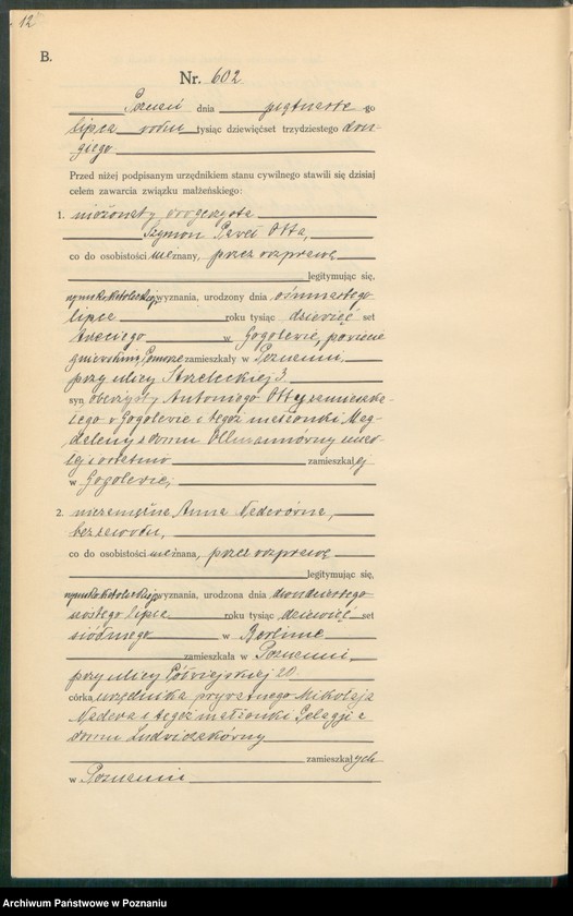 Obraz 14 z jednostki "Księga miejscowa małżeństw tom III [Rejestr główny małżeństw]"