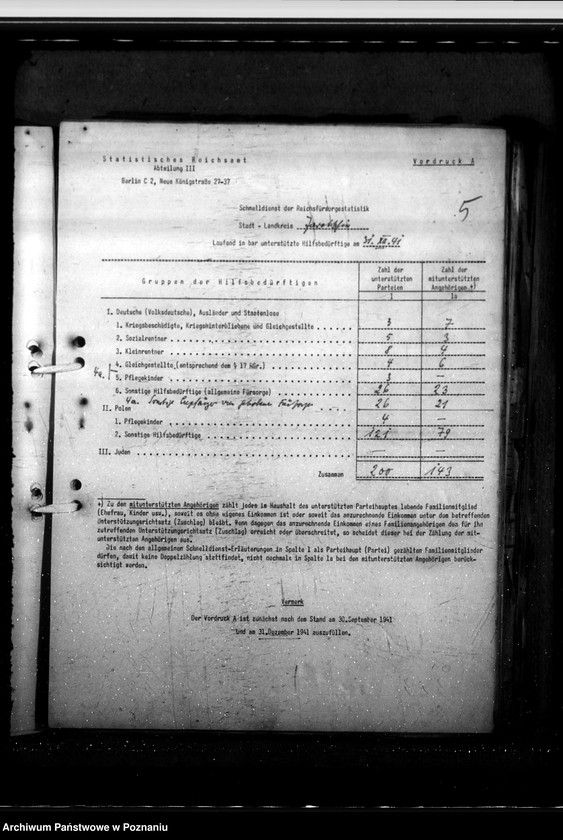 Obraz 9 z jednostki "Schnelldienst der Reichsfürsorgestatistik Regierungsbezirk Posen"