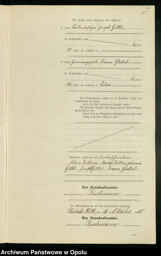 Obraz 19 z jednostki "Heirats-Register (Neben-Register) Standesamt Deutsch-Wette 1910"