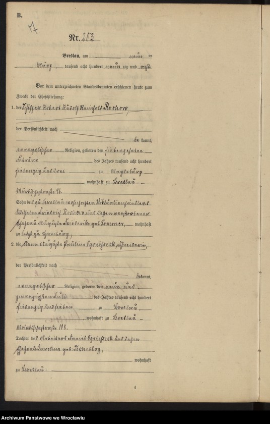 image.from.unit.number "Heiraths-Haupt-Register Breslau I 1898 Band 2"