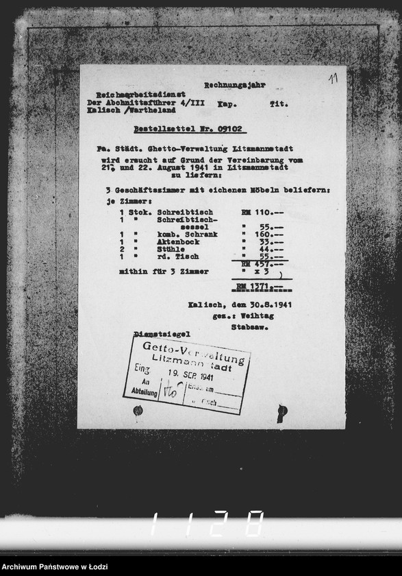 Obraz 15 z jednostki "Konto 00, Komm.221-240. [Rachunki i potwierdzenia odbioru mebli biurowych, kuchennych]"