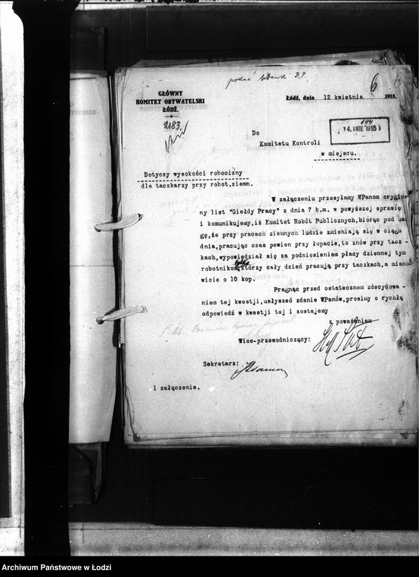 Obraz 11 z jednostki "Korespondencja Głównego Komitetu Obywatelskiego z Komitetem Kontroli"