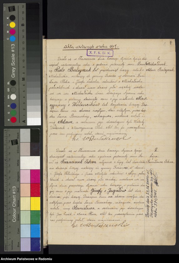 image.from.unit.number "Urząd Stanu Cywilnego w Głowaczowie Akta urodzeń, małżeństw, zgonów 1917 rok"