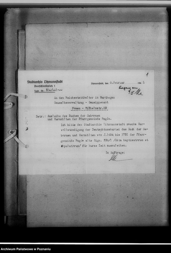 Obraz 5 z jednostki "[Korespondencja w sprawie wypożyczenia ksiąg kościelnych]"