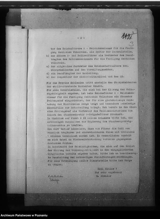 Obraz 7 z jednostki "Zarządzenia, wytyczne i korespondencja w sprawach ogólnych niemieckiej listy narodowej"