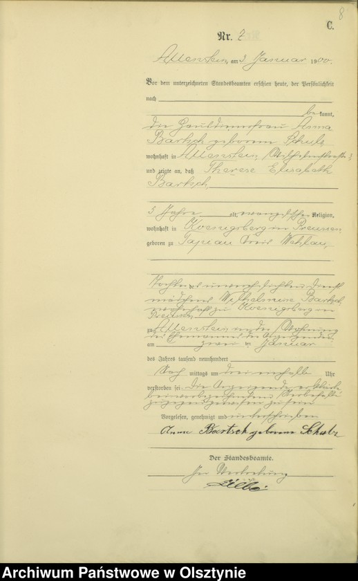 image.from.unit.number "Sterbe-Haupt-Register Tom I,Nr 1 - 399"