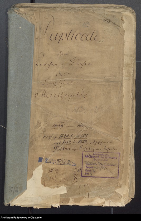 image.from.unit.number "Duplikate der Kirchenbücher der Kirchspiels /Geborenen, Getrauten und Todten/ Marienfelde"